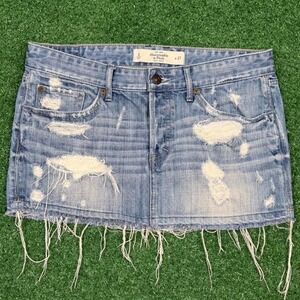Abercrombie & Fitch Y2K Distressed Ultra Mini Denim Skirt